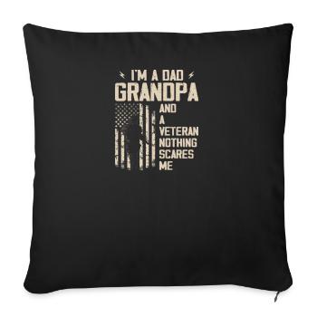 I'm Dad Grandpa & Veteran Fathers Day Papa Grandpa - Housse de coussin décorative 45 x 45 cm - noir - Devant