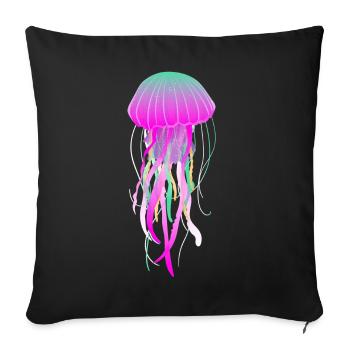 Jellyfish Diving Sea Fish Underwater Gift - Sofa pillowcase 17,3'' x 17,3'' (45 x 45 cm) - black - Front