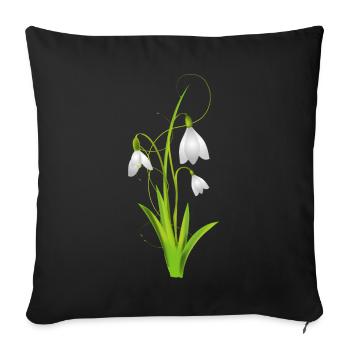 Les perce-neige comme de belles fleurs printanières - Housse de coussin décorative 45 x 45 cm - noir - Devant
