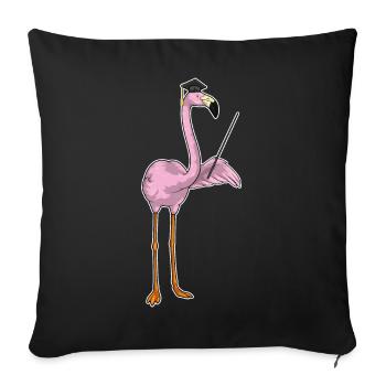 Flamingo Teacher Pointing Stick School - Sofa pillowcase 17,3'' x 17,3'' (45 x 45 cm) - black - Front