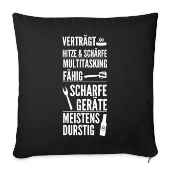 Tolère la chaleur et le piquant – Conception en épicéa de grill - Housse de coussin décorative 45 x 45 cm - noir - Devant