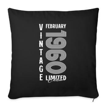 65th Birthday Gift Husband Original February 1960 - Sofa pillowcase 17,3'' x 17,3'' (45 x 45 cm) - black - Front
