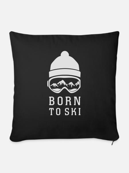 BORN TO SKI - Sofakissenbezug 45 x 45 cm - Schwarz