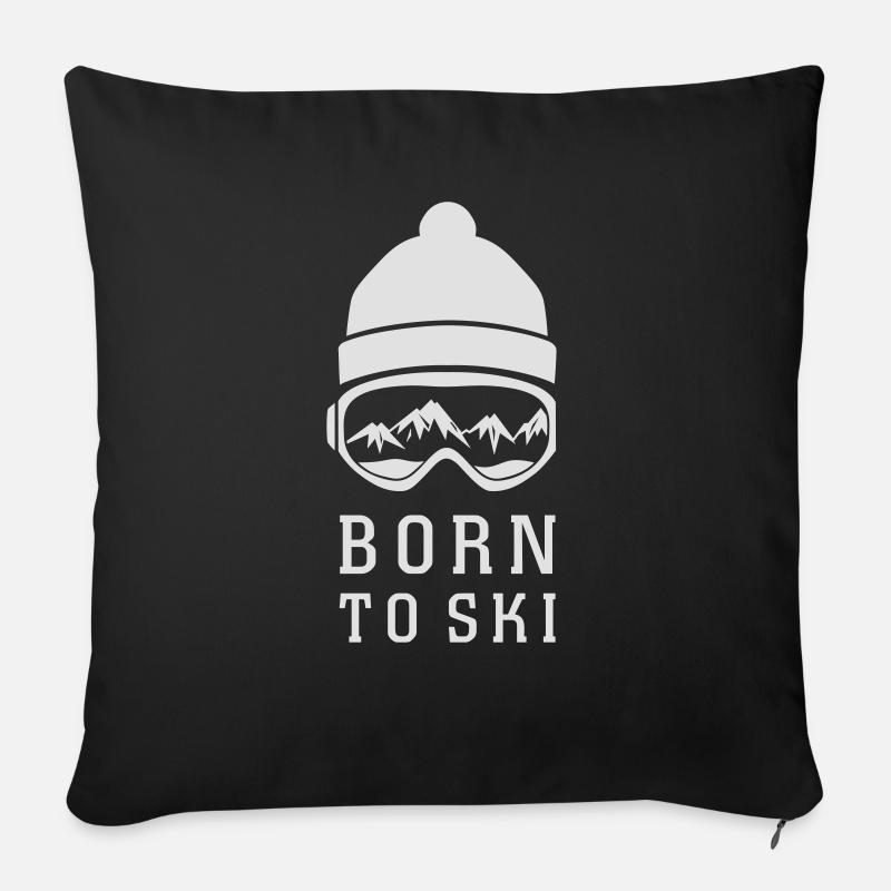 BORN TO SKI - Sofakissenbezug 45 x 45 cm - Schwarz