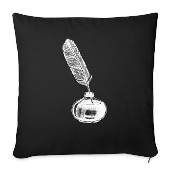 Plume et encre - vintage - Housse de coussin décorative 45 x 45 cm - noir - Devant
