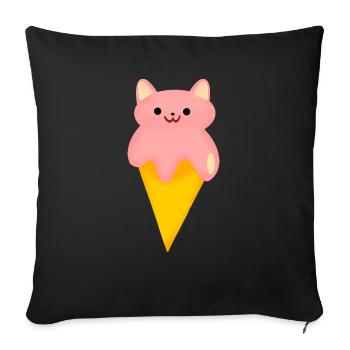 cat ice cream - Sofa pillowcase 17,3'' x 17,3'' (45 x 45 cm) - black - Front