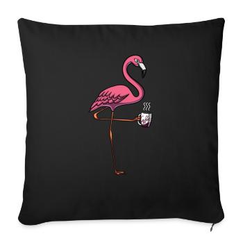 Flamingo Bird Coffee Lover - Sofa pillowcase 17,3'' x 17,3'' (45 x 45 cm) - black - Front