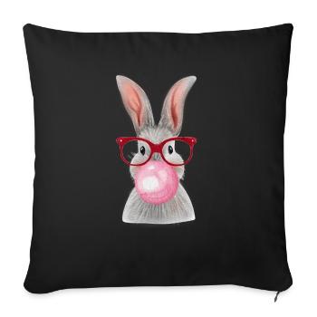lapin mâché le chewing-gum - Housse de coussin décorative 45 x 45 cm - noir - Devant