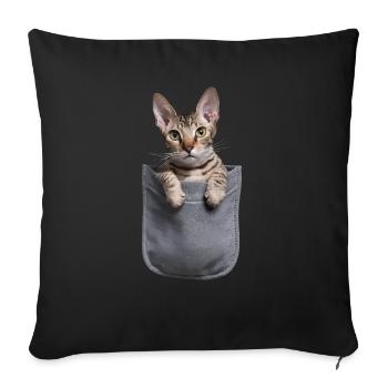 Devon Rex Katze in der Tasche Geschenk - Sofakissenbezug 45 x 45 cm - Schwarz - Vorne