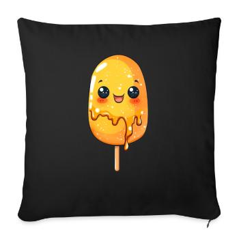 Bande dessinée drôle de chien de maïs - Housse de coussin décorative 45 x 45 cm - noir - Devant