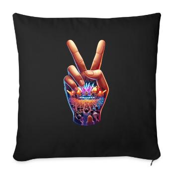 Main de la paix avec présentation d’un concert - Housse de coussin décorative 45 x 45 cm - noir - Devant