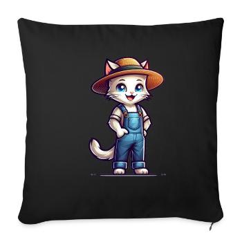 Cute Cat Farmer - Sofakissenbezug 45 x 45 cm - Schwarz - Vorne