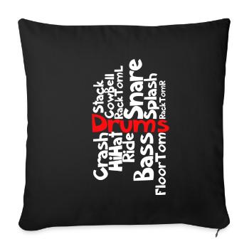 Drums drums - Sofa pillowcase 17,3'' x 17,3'' (45 x 45 cm) - black - Front