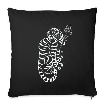 japanischer Tiger lustige Illustration Geschenk - Sofakissenbezug 45 x 45 cm - Schwarz - Vorne