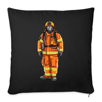 Firefighter, firefighter, brave, heroic - Sofa pillowcase 17,3'' x 17,3'' (45 x 45 cm) - black - Front