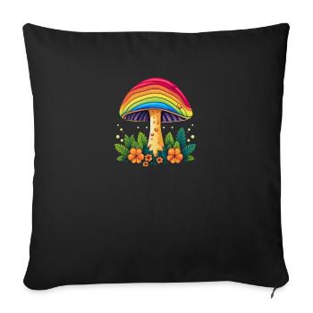 Rainbow Forest Wonder: The LGBTQAI+ Mushroom - Sofa pillowcase 17,3'' x 17,3'' (45 x 45 cm) - black - Front