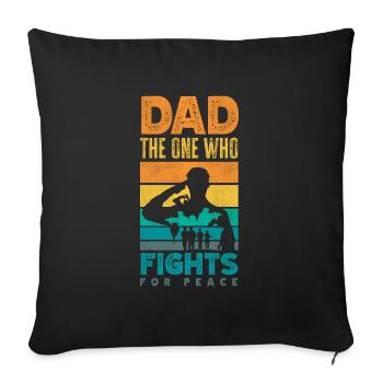 Papa L’Ine qui se bat pour la paix Fête des pères - Housse de coussin décorative 45 x 45 cm - noir - Devant