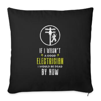 Electrician Men Electric High Voltage - Sofa pillowcase 17,3'' x 17,3'' (45 x 45 cm) - black - Front