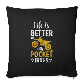 Pocketbike Zweirad Staub Geländebike - Sofakissenbezug 45 x 45 cm - Schwarz - Vorne