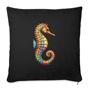 Hübsches dekoratives Seepferdchen - Sofakissenbezug 45 x 45 cm - Schwarz - Vorne