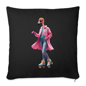 Patins à roulettes Flamingo - Housse de coussin décorative 45 x 45 cm - noir - Devant