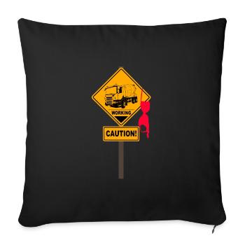 Concrete mixer car - concrete mixer truck - Sofa pillowcase 17,3'' x 17,3'' (45 x 45 cm) - black - Front