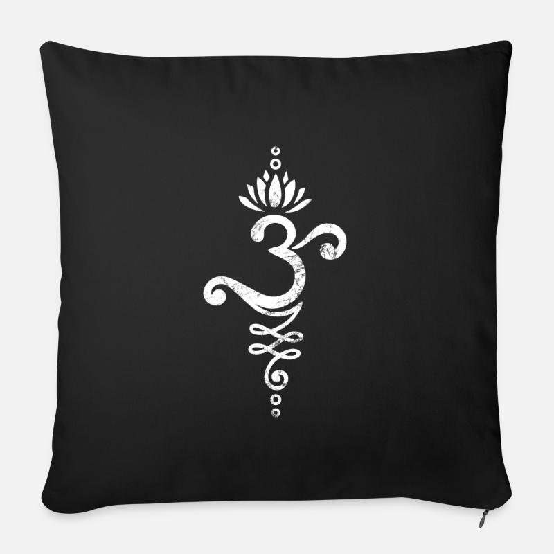 Om Mantra Lotus Unalome Yoga - Sofakissenbezug 45 x 45 cm - Schwarz