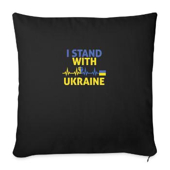 I Stand With Ukraine heartbeat Ukraine - Sofa pillowcase 17,3'' x 17,3'' (45 x 45 cm) - black - Front