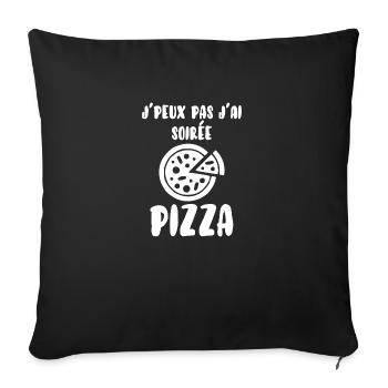 Je peux pas j'ai soirée pizza - Housse de coussin décorative 45 x 45 cm - noir - Devant