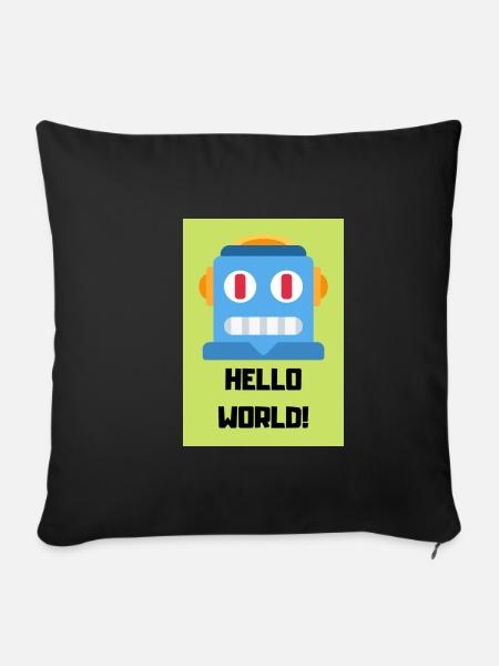 HELLO WORLD - Sofakissenbezug 45 x 45 cm - Schwarz