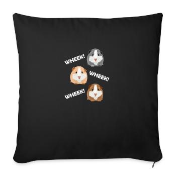 Trois cochons d'Inde mignons - cadeau - wheek wheek - Housse de coussin décorative 45 x 45 cm - noir - Devant