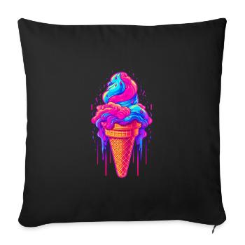Retro Eiscream Eis Waffeleis für eine Eis - Sofakissenbezug 45 x 45 cm - Schwarz - Vorne