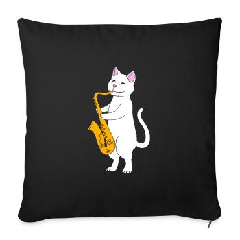 Saxophoniste saxophoniste - Housse de coussin décorative 45 x 45 cm - noir - Devant