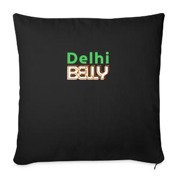 Delhi Belly - Drôle Cadeau, Inde, Voyage - Housse de coussin décorative 45 x 45 cm - noir - Devant