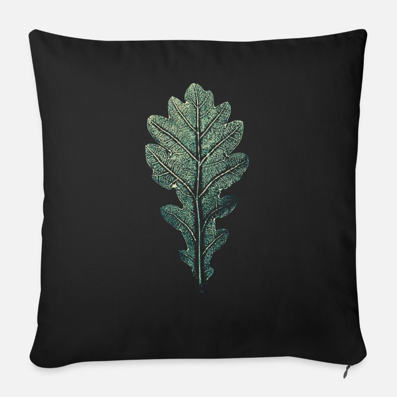 BLATT Eiche / Kunstdruck WALD & Förster Design - Sofakissenbezug 45 x 45 cm - Schwarz