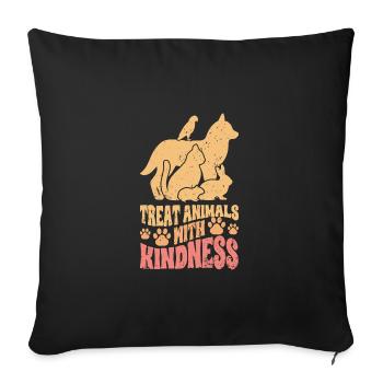 Retro Treat Animals With Kindness For A Vet Med - Sofa pillowcase 17,3'' x 17,3'' (45 x 45 cm) - black - Front