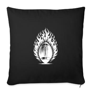 Coup de pied de football vintage dans les flammes et le feu - Housse de coussin décorative 45 x 45 cm - noir - Devant
