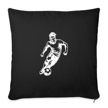 Fast soccer player with ball in attack - Sofa pillowcase 17,3'' x 17,3'' (45 x 45 cm) - black - Front