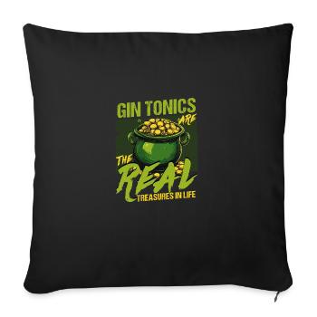 Fête de la Saint-Patrick : les gin tonics sont les vrais trésors - Housse de coussin décorative 45 x 45 cm - noir - Devant
