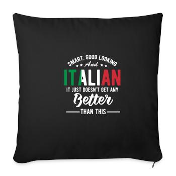 Souvenirs du drapeau italien pour les hommes italiens femme - Housse de coussin décorative 45 x 45 cm - noir - Devant