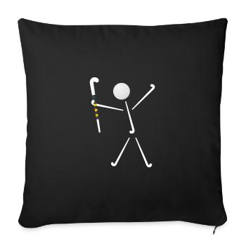 joueur de hockey sur gazon heureux-joueur de hockey sur gazon - Housse de coussin décorative 45 x 45 cm - noir - Devant