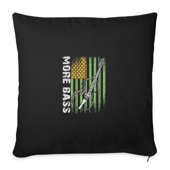 Plus de contrebasse basse avec drapeau américain - Housse de coussin décorative 45 x 45 cm - noir - Devant