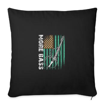 Plus de contrebasse basse avec drapeau américain - Housse de coussin décorative 45 x 45 cm - noir - Devant