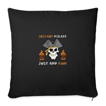 Pirat Rum Totenkopf Geschenk Spruch - Sofakissenbezug 45 x 45 cm - Schwarz - Vorne