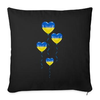 Solidarity and Heart Balloons for Ukraine - Sofa pillowcase 17,3'' x 17,3'' (45 x 45 cm) - black - Front