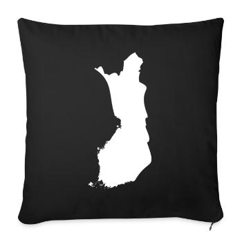 Drapeau de carte Finlande - Housse de coussin décorative 45 x 45 cm - noir - Devant