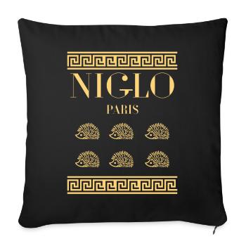 niglo v or .png - Housse de coussin décorative 45 x 45 cm - noir - Devant