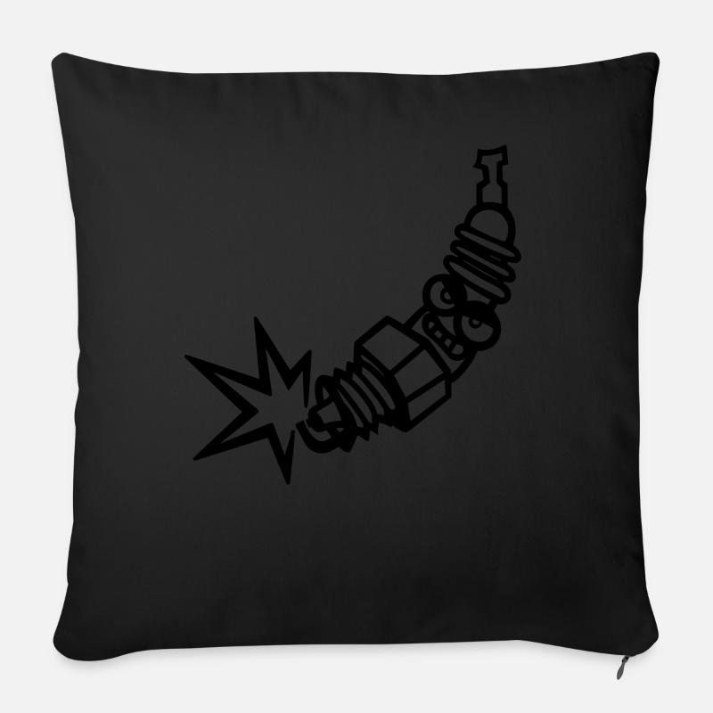 Bougie d'allumage (changement de couleur individuelle) - Housse de coussin décorative 45 x 45 cm - noir