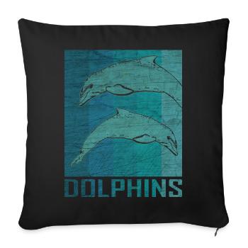 Dauphin dauphin marin animaux mer cadeau - Housse de coussin décorative 45 x 45 cm - noir - Devant