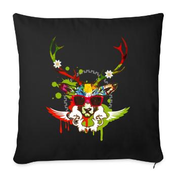 Une tête de cerf avec des lunettes de soleil rouge - Housse de coussin décorative 45 x 45 cm - noir - Devant